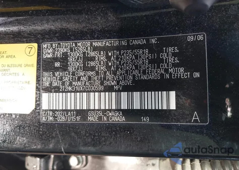 2007 Lexus Rx 350 from USA, damaged, VIN 2T2HK31UX7C030599